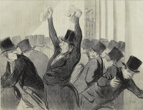 Caricature de panique à la bourse en 1845
